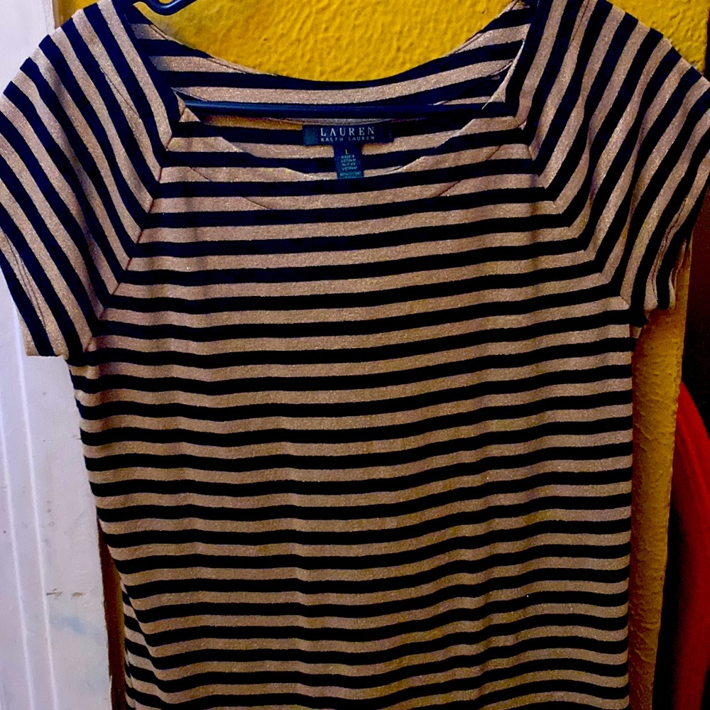 The Ralph Lauren stripe shirt in sparkly gold and black is a dazzling piece!